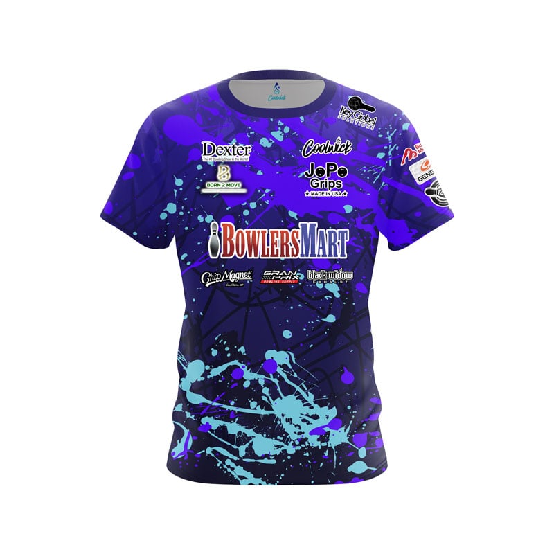 BowlersMart Sean Rash Purple Blue Paint Splatter Coolwick Bowling Jersey